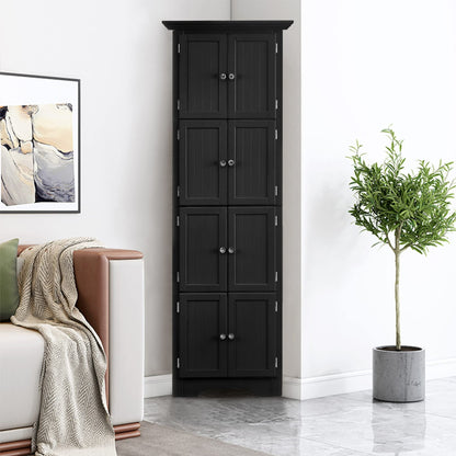 Tall Storage Cabinet With Doors And 4 Shelves For Living Room, Kitchen, Office, Bedroom, Bathroom, Modern