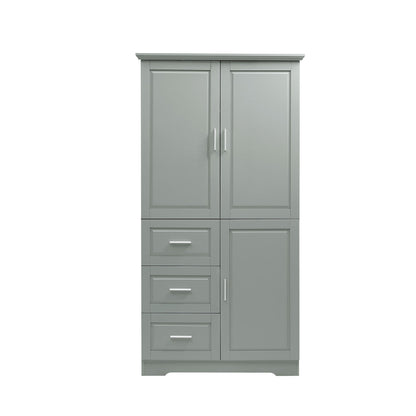 Tall Wide Storage Cabinet With Doors, 3 Drawers