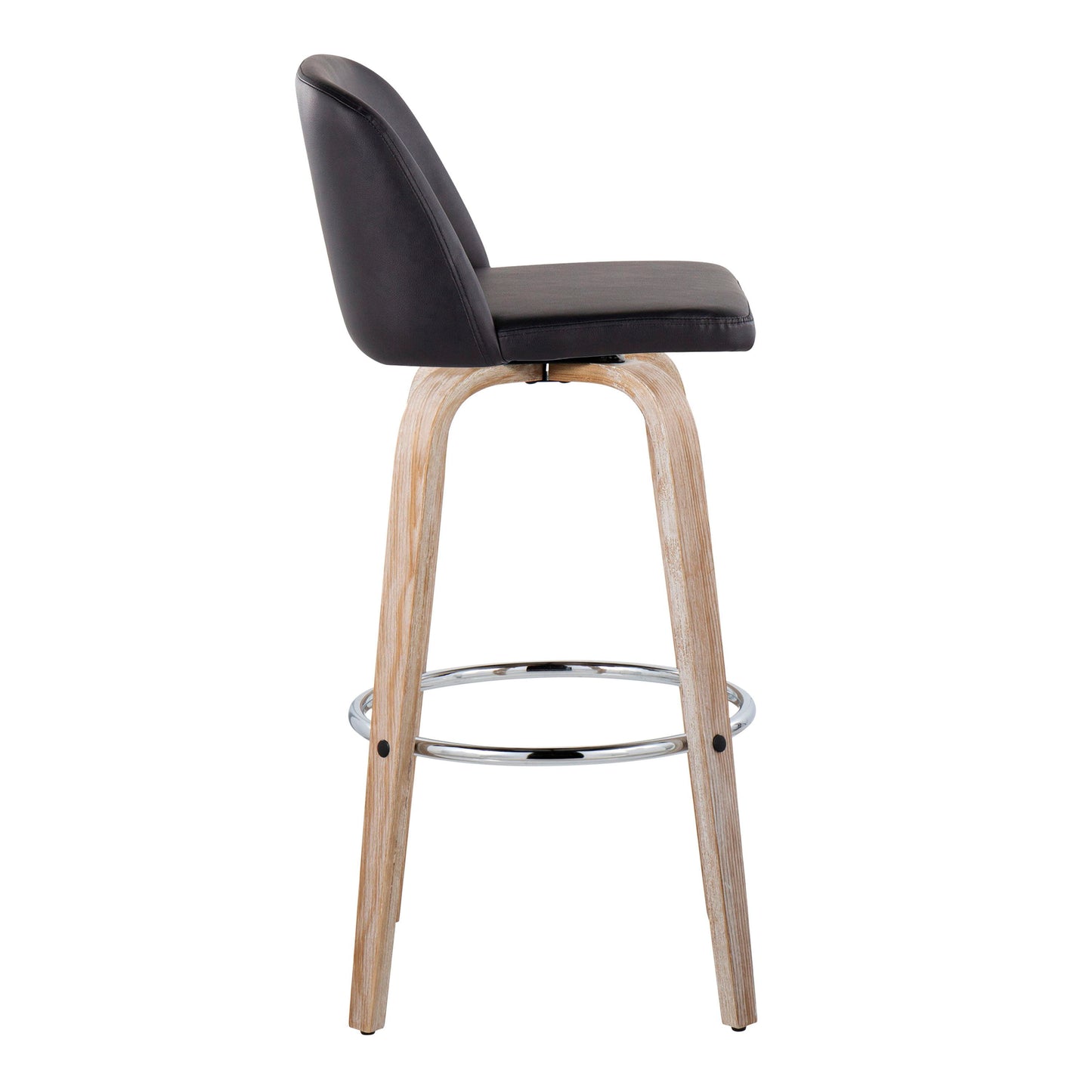 Toriano - Contemporary Fixed Height Barstool With Swivel & Round Footrest (Set of 2)