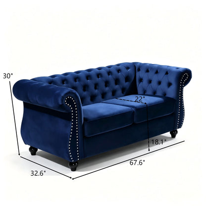 Chesterfield Button Tufted Loveseat With Rolled Arms
