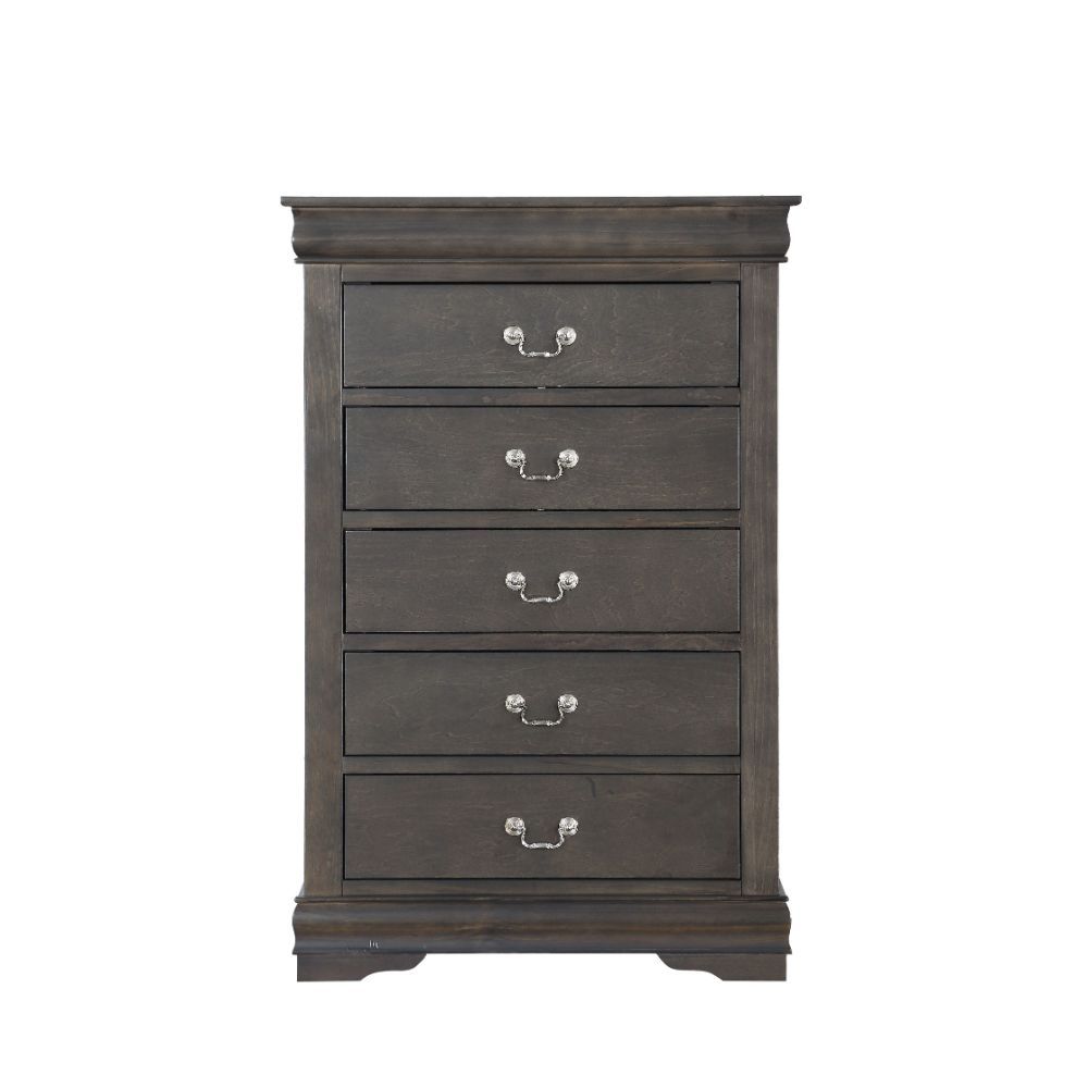 Bring casual elegance into your home with the Louis Phillipe chest. This chest is a piece that offers any bedroom a sophisticated look.