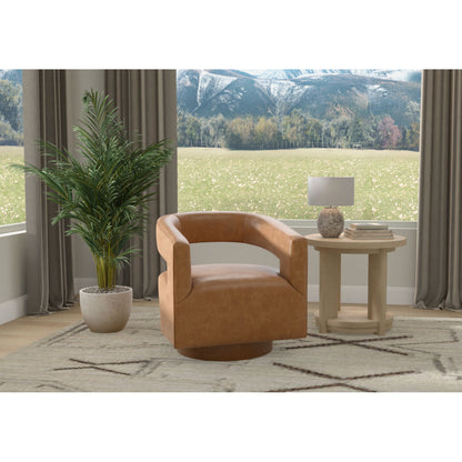 Swivel Accent Chair With Geometric Backrest