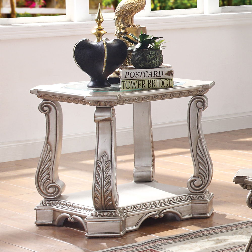 Northville - End Table - Antique Silver & Clear Glass