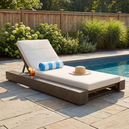 Outdoor Chaise Lounges With Water-Resistant Cushions, Adjustable Backrest