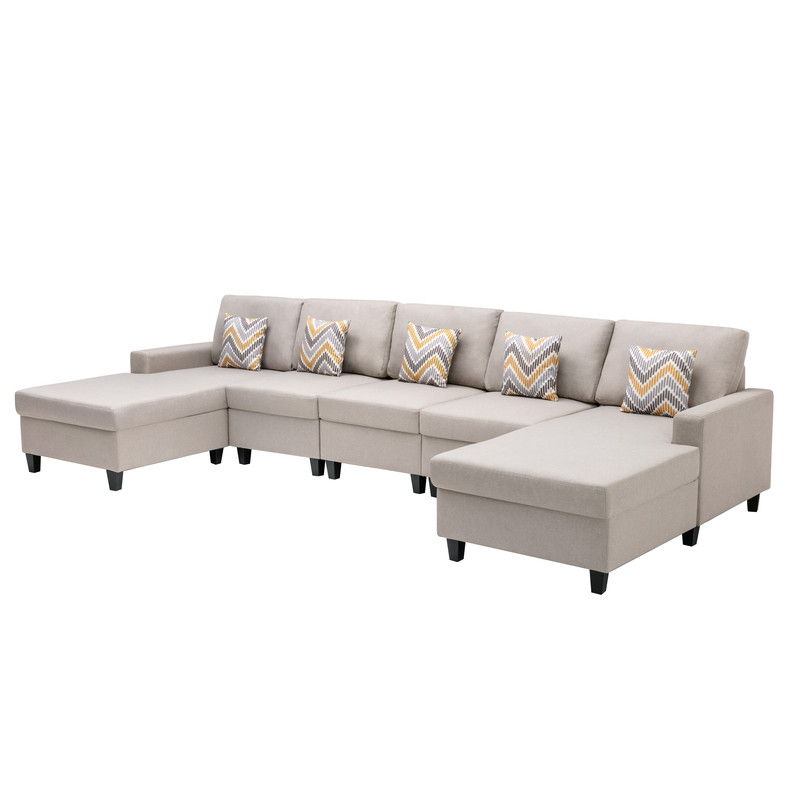 Nolan - Fabric 5 Piece Sectional Sofa With Interchangeable Legs