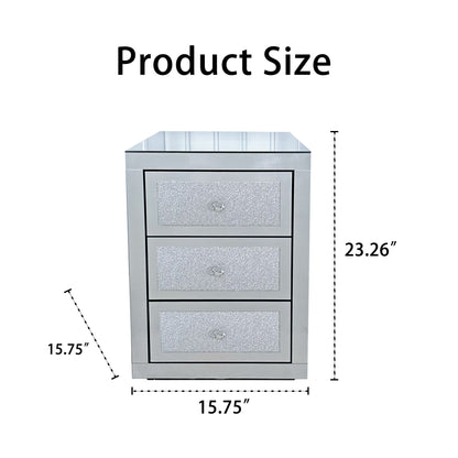 3 Drawer Nightstand - Silver