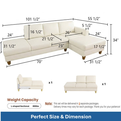 L - Shaped Sectional Sofa With Chaise & Ottoman