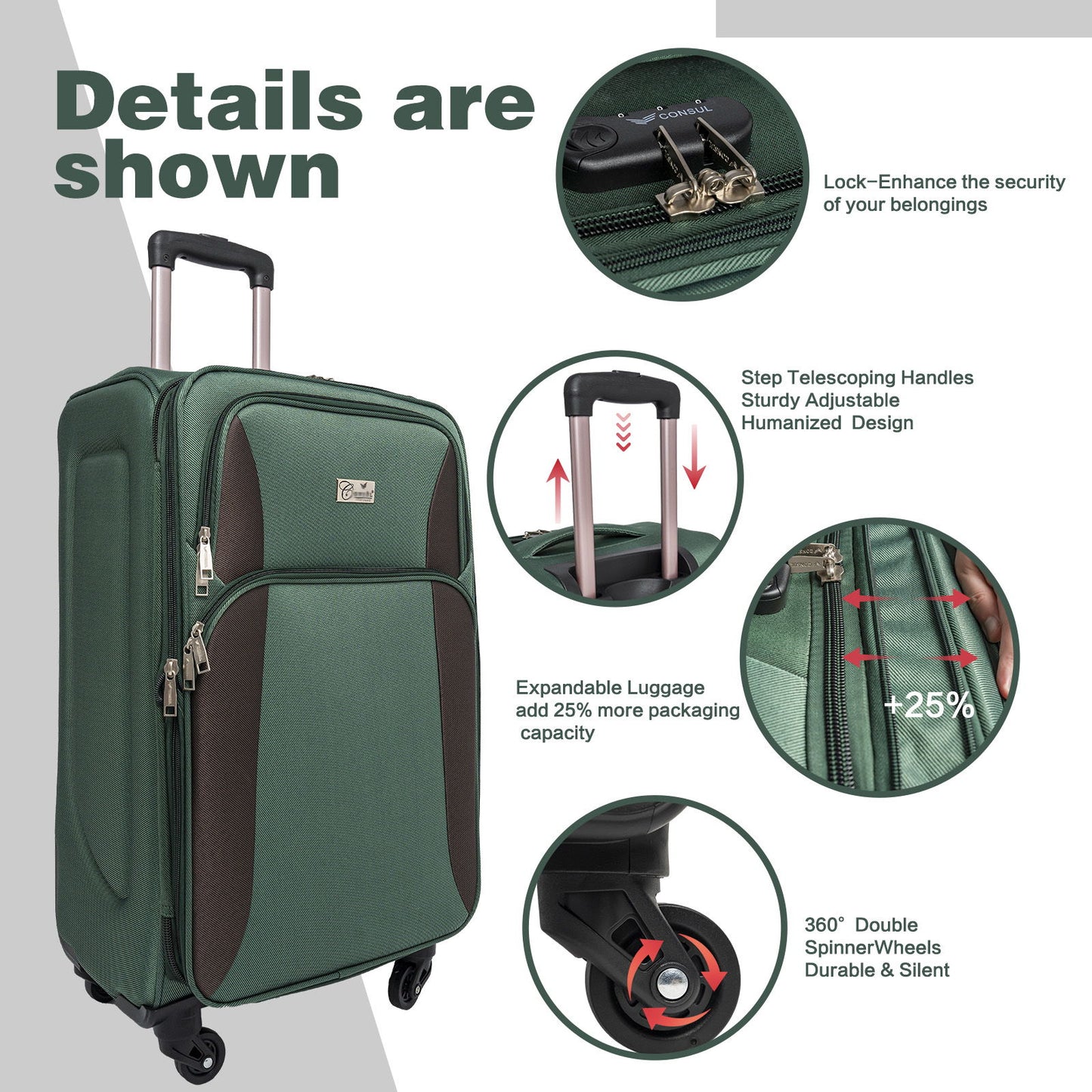 4 Piece Set Softshell Luggage