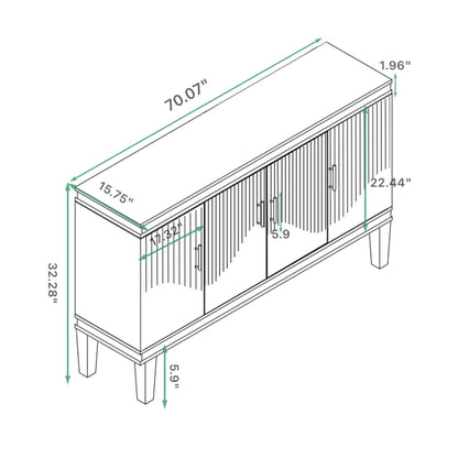 4 Door Cabinet, Large Storage For Living Room - Blue