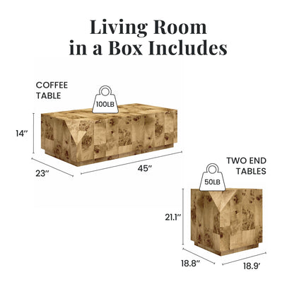 Moxie - 3 Piece Coffee And End Table Set - Brown