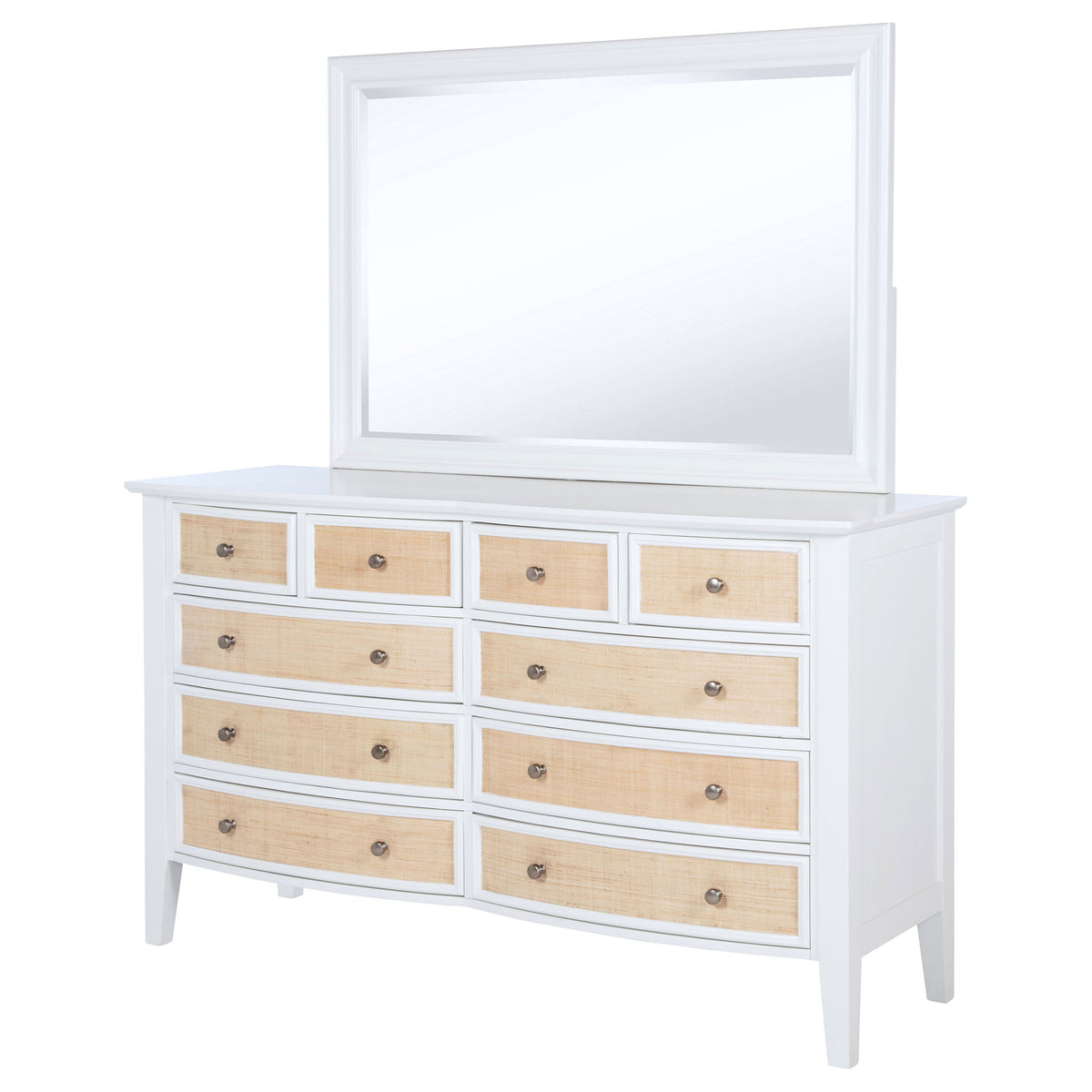 Talia - 10 Drawer Dresser And Mirror Set - White