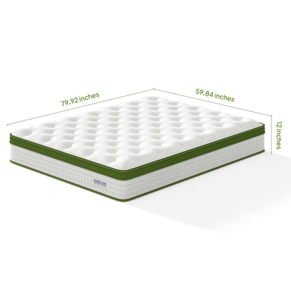 Snooze Mattress Company Glacier - 12" Euro Top Medium Hybrid Mattress With Independently Encased Coils & Gel Memory Foam
