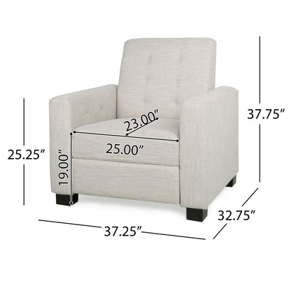 Contemporary Recliner Chair With Push Back Function And Birchwood Legs