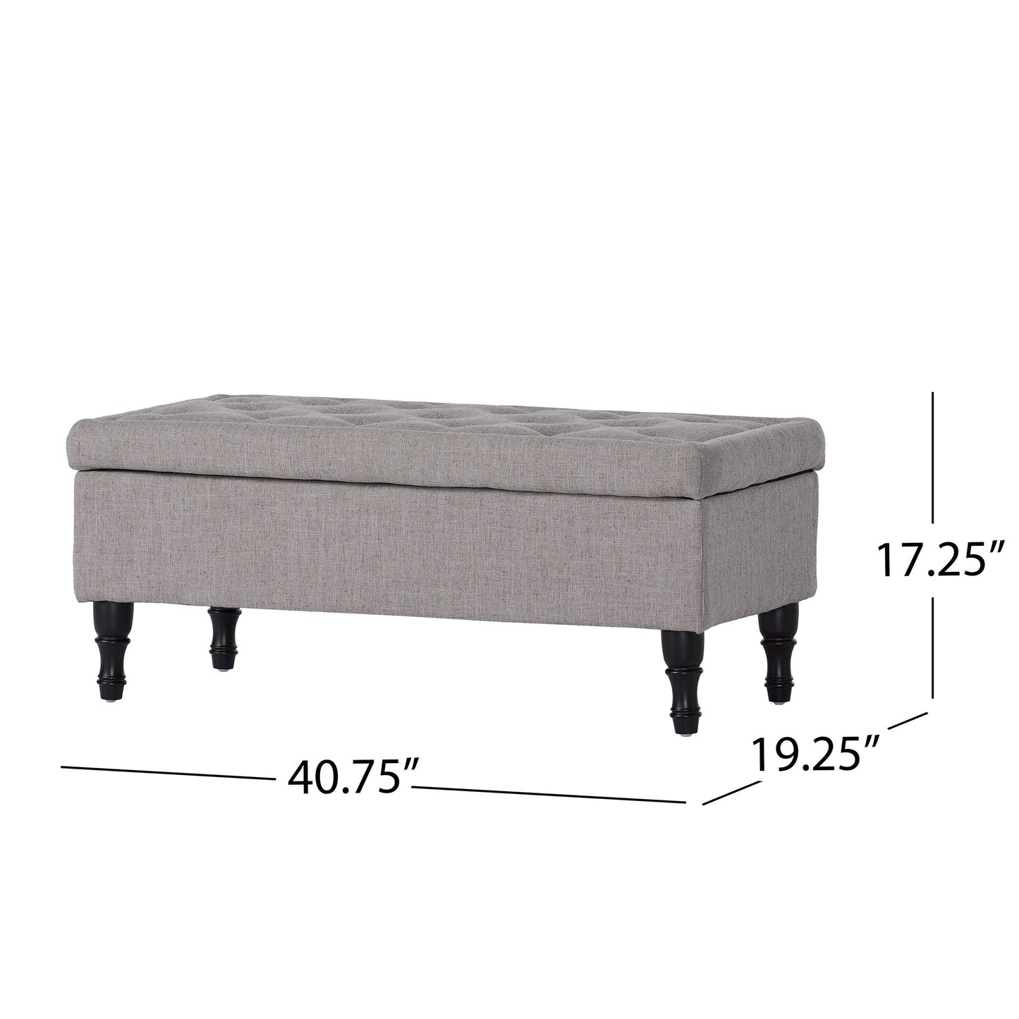 Dean - Fabric Storage Wide Tufted Rectangle Ottoman - Gray