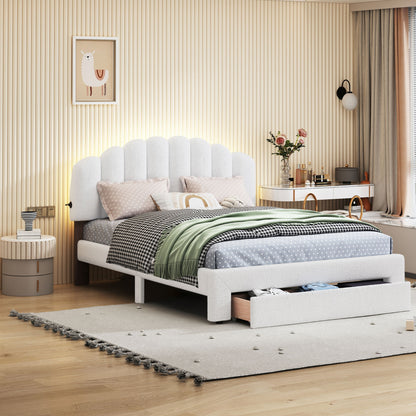 Upholstered Platform Bed With Drawer