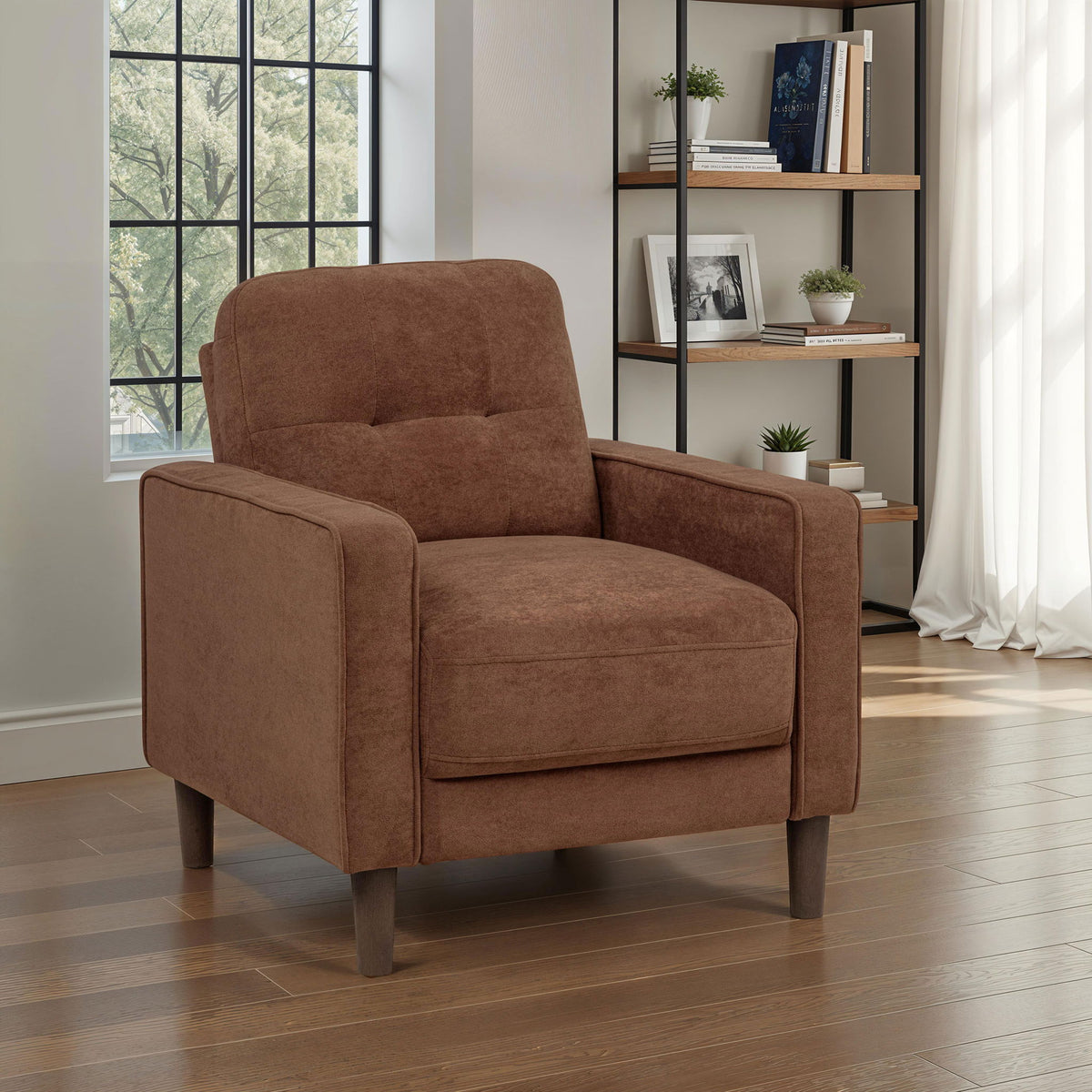 Heather - Track Arm Tufted Accent Chair - Rust