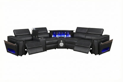 Nova - Sectional With Bluetooth Speaker, LED And Lifting Wine Cabinet