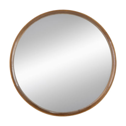 Round Wood Mirror, Wall Mounted Mirror Home Decor For Bathroom Living Room