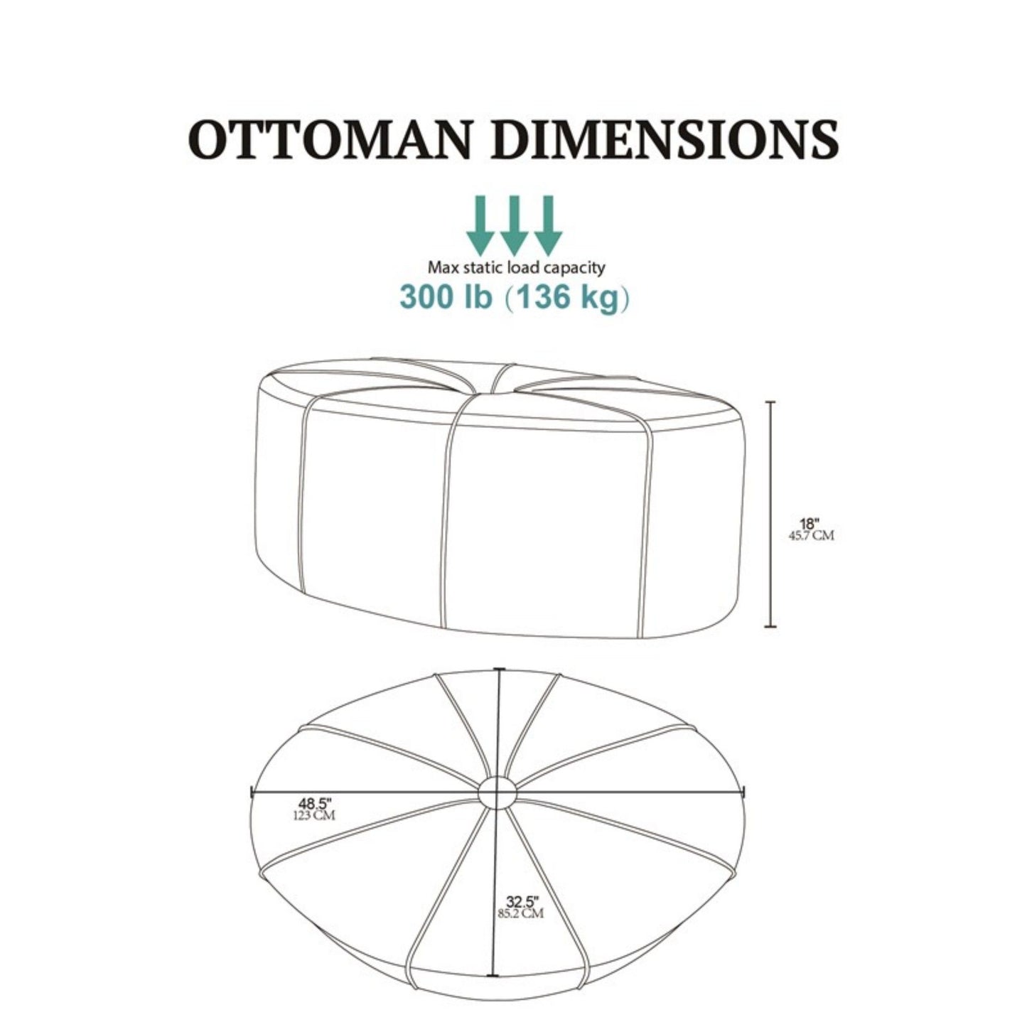 Modern Style Large Cocktail Ottoman