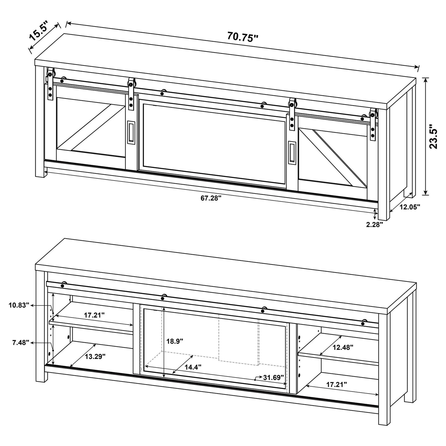 Clover - Fireplace TV Stand - Brown