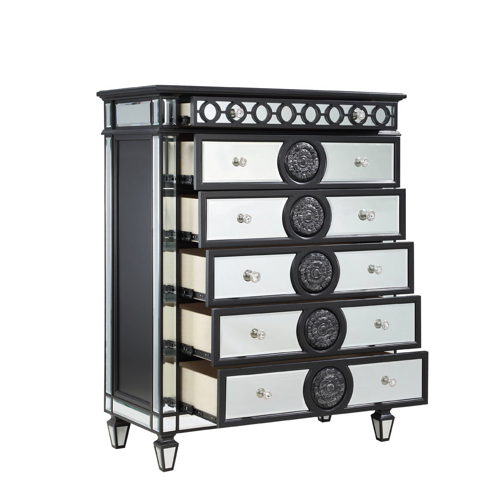 Varian II - Chest - Black Velvet & Black & Sliver Finish