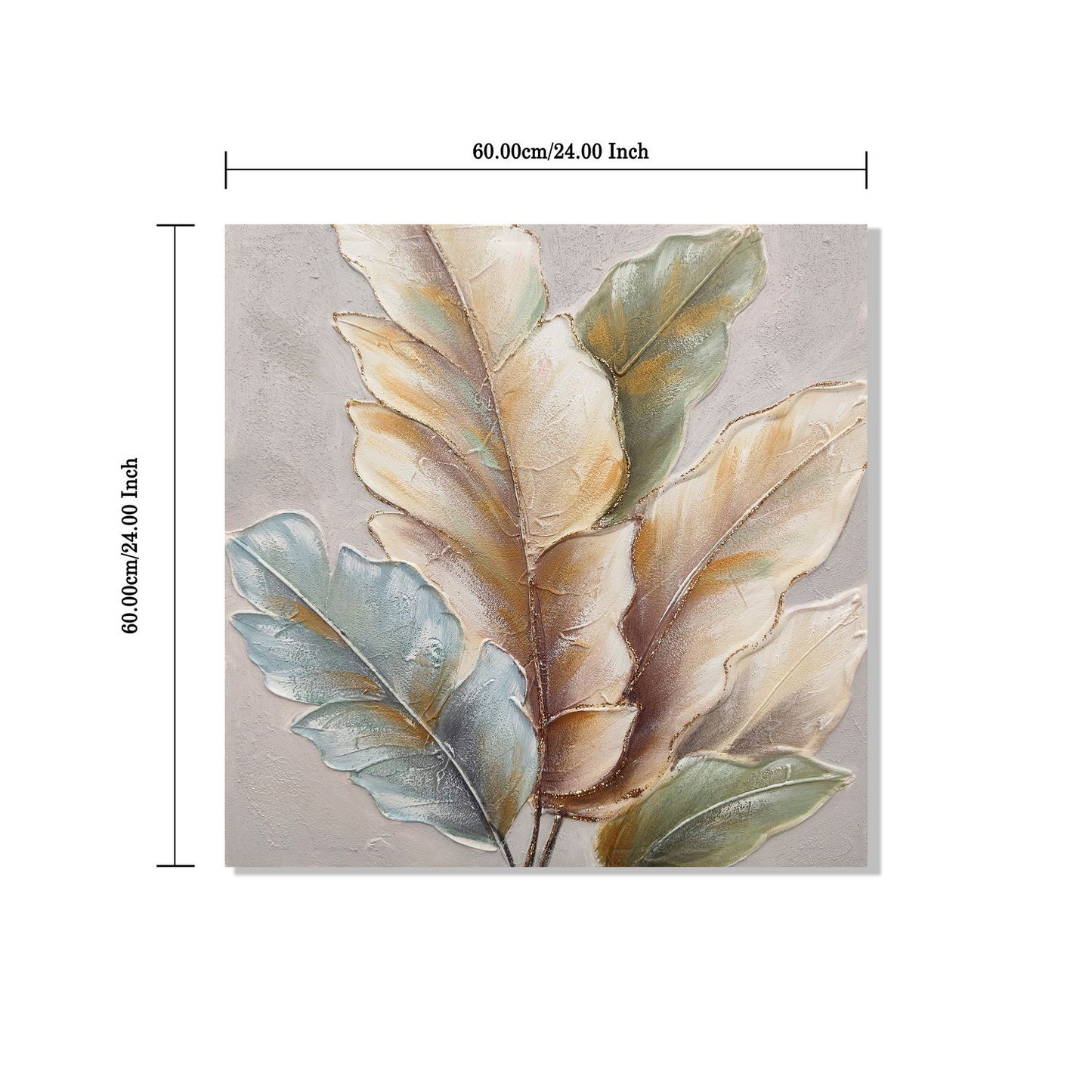 Botanical Leaf Wall Art, Textured Canvas Painting With Accents, Framed Decor For Living Room (Set of 2) - Green Leaf
