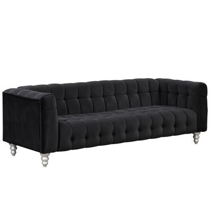 Modern Sofa Dutch Fluff Upholstered Sofa With Solid Wood Legs, Buttoned Tufted Backrest