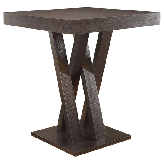 Double X Base Square Bar Table - Cappuccino