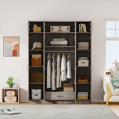 Contemporary 4 Door Wardrobe With 1 Drawer And Top Cabinet