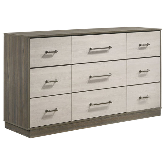 Edmondson - 9 Drawer Dresser With Hidden Jewelry Tray - Natural / Gray