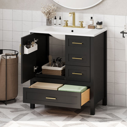 Modern Bathroom Vanity With Ceramic Sink, Solid Frame And Storage Solutions