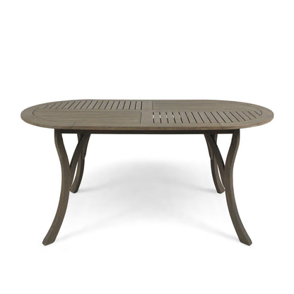 Outdoor Table With Smooth Lines, Slat Top