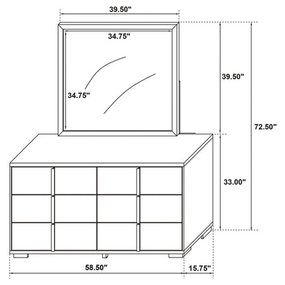 6 Drawer Dresser With Mirror - White