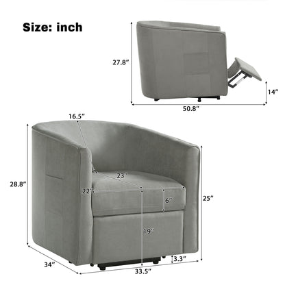 Power Lift Recliner Barrel Shape Reclining Chair With Footrest And Side Pocket