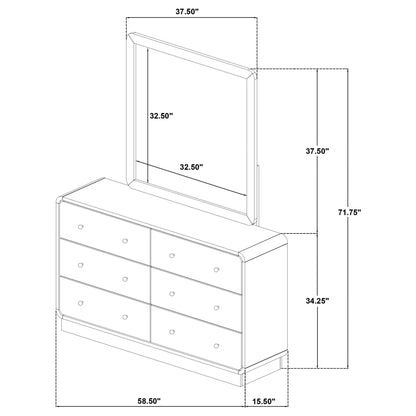 Burton - 6 Drawer Dresser With Mirror - Black