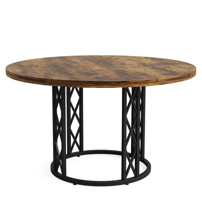Round Dining Table With Circle Base - Brown / Black