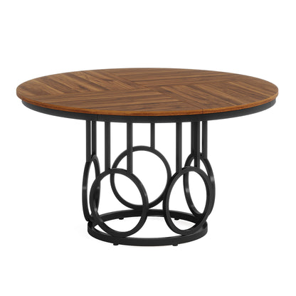 Round Dining Table For Kitchen & Dining Room - Brown / Black