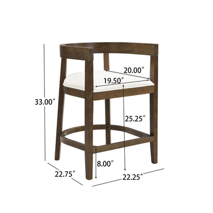 Modern Rubberwood Counter Stool Set With Upholstered Seats