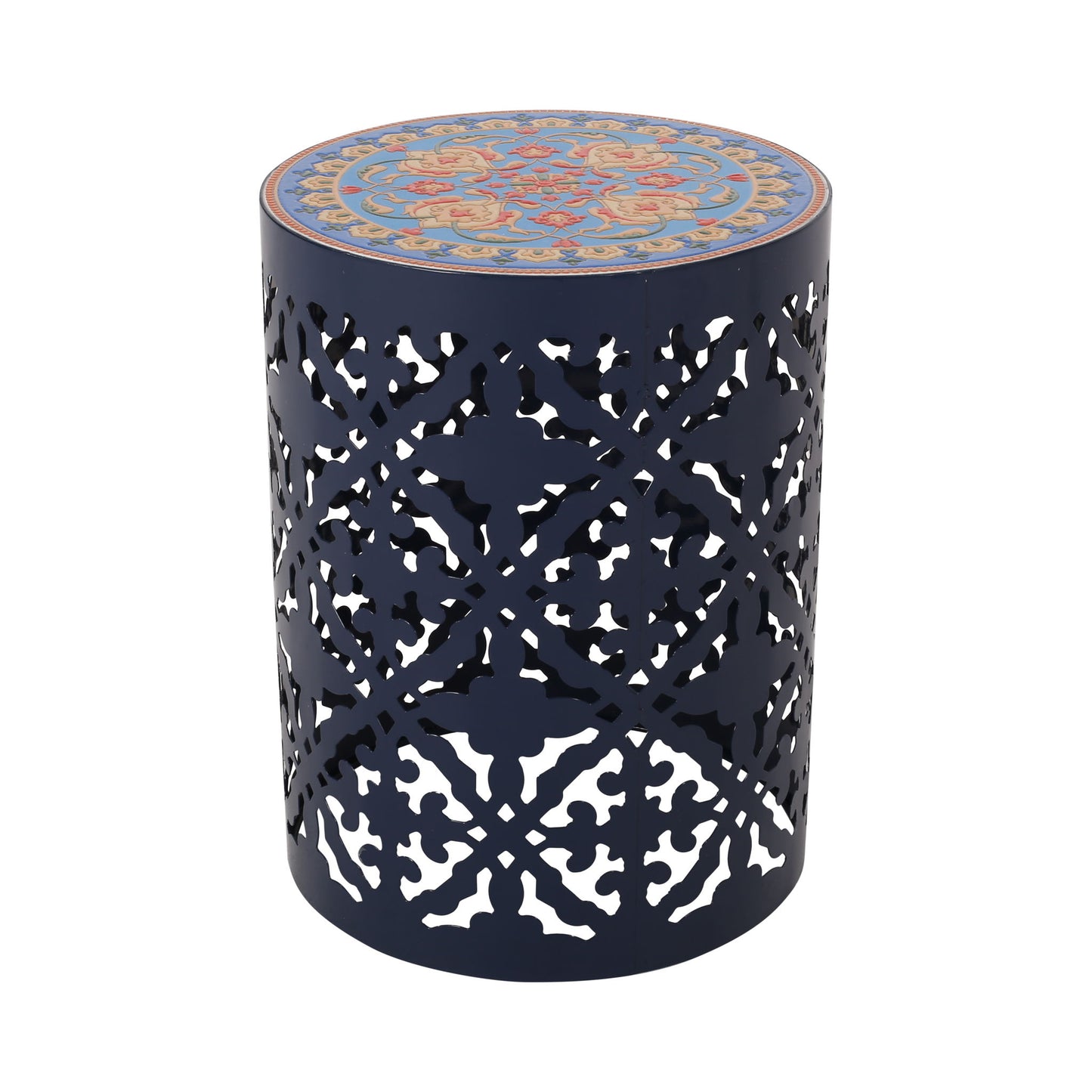 Airy - Outdoor Side Table With Lace Cut Design And Metal Frame