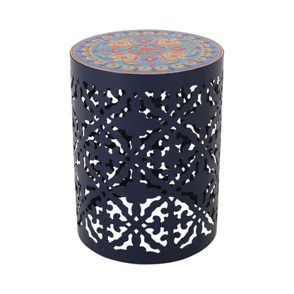 Airy - Outdoor Side Table With Lace Cut Design And Metal Frame