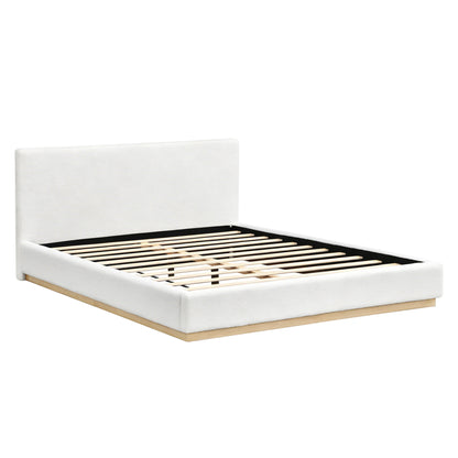 Queen Upholstered Bed - Natural / White
