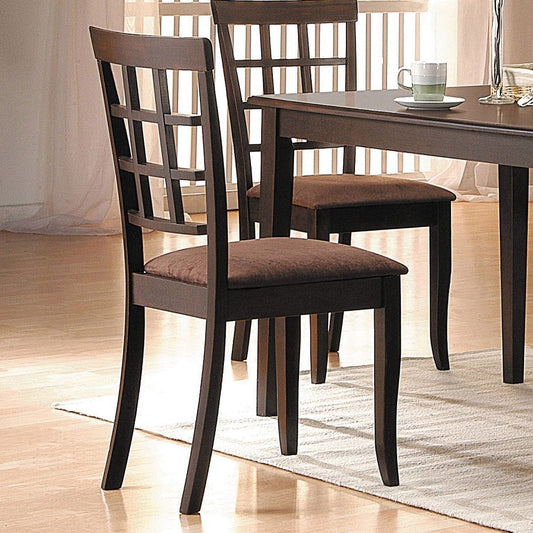 Cardiff - 18" Side Chair (Set of 2) - Dark Brown Microfiber & Espresso