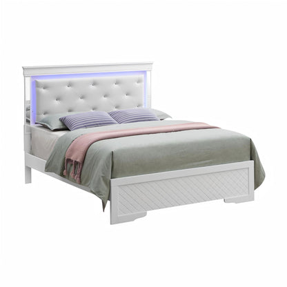 Bed With LED Light Accents Headboard