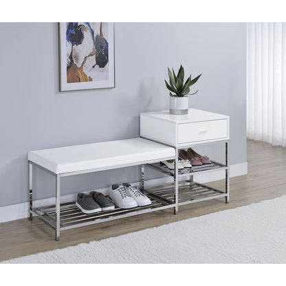 Yesler - 1 Drawer Storage Bench - Glossy White