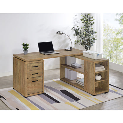 Caelum - L - Shaped Computer Desk With 3 Drawers - Mango Color