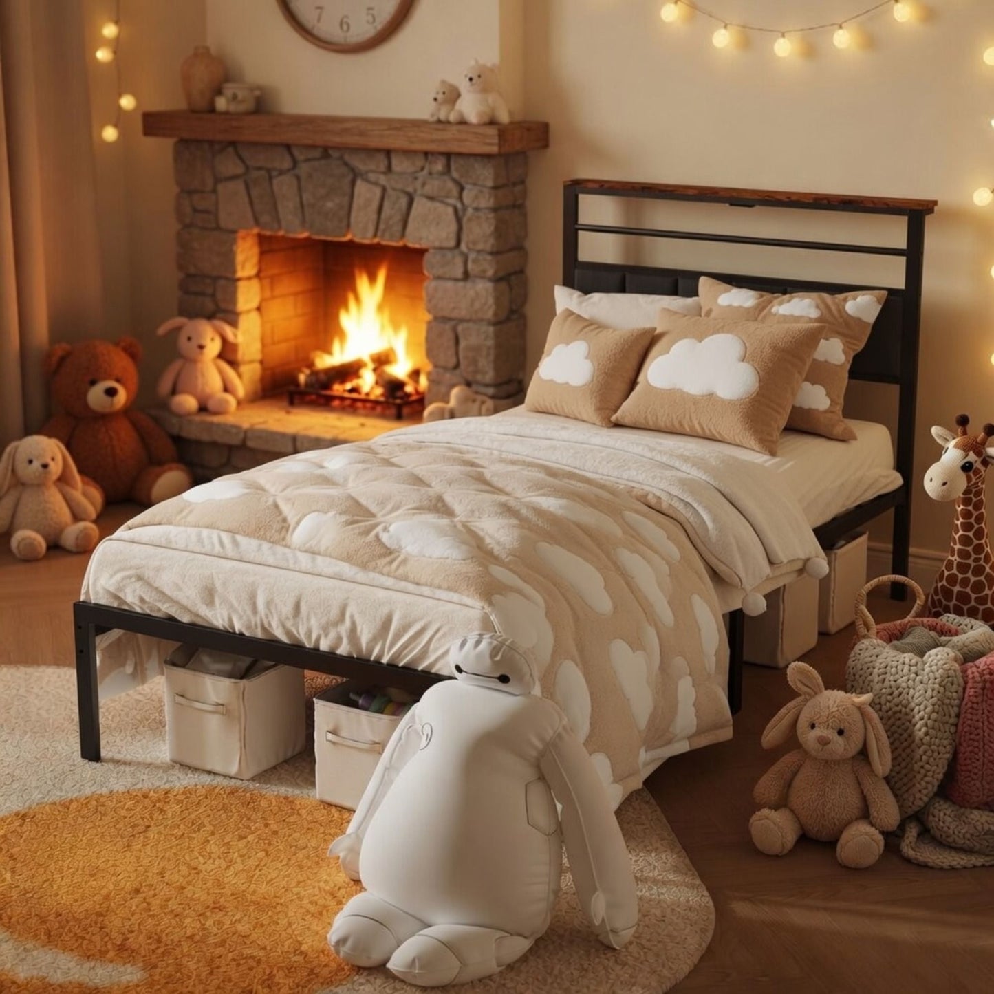 Platform Bed Frame With Charging Station & Headboard Storage