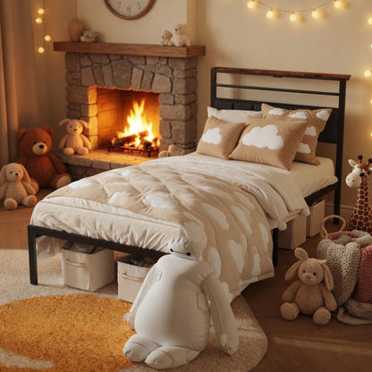 Platform Bed Frame With Charging Station & Headboard Storage