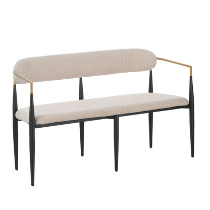 Modern Upholstered Loveseat Settee - Beige / Black / Gold