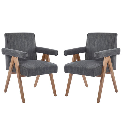 Contemporary Poppy Fabric Dining Armchair With Rubberwood Legs