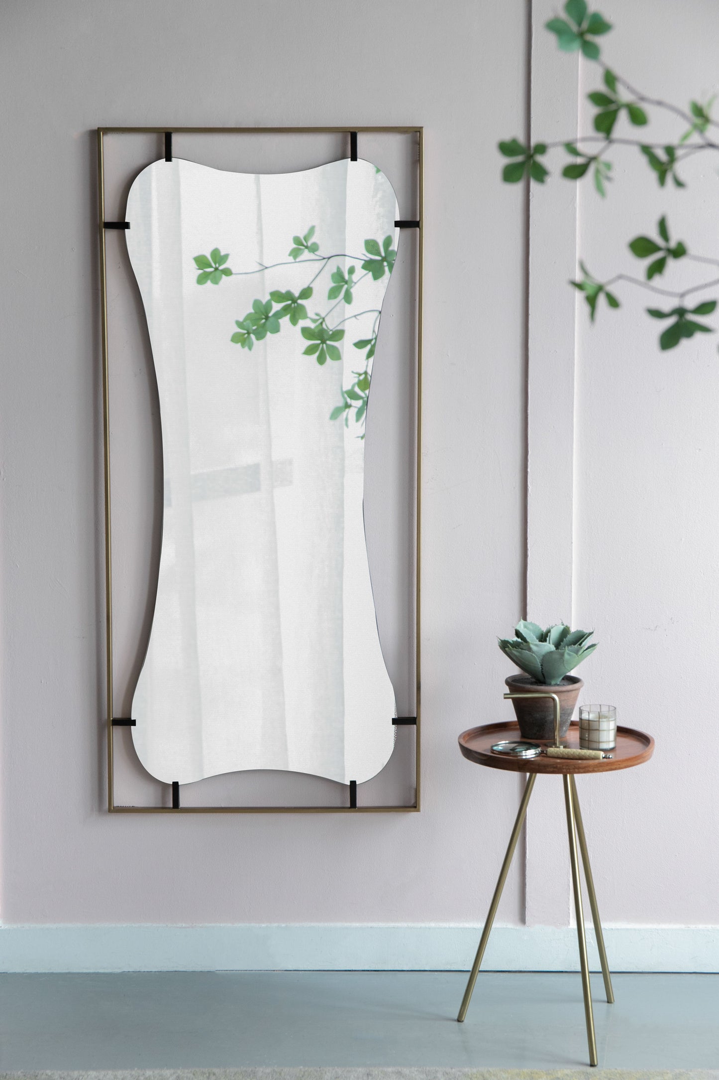 Poppy Mirror With Metal Frame Contemporary Design For Bathroom, Entryway Wall Decor